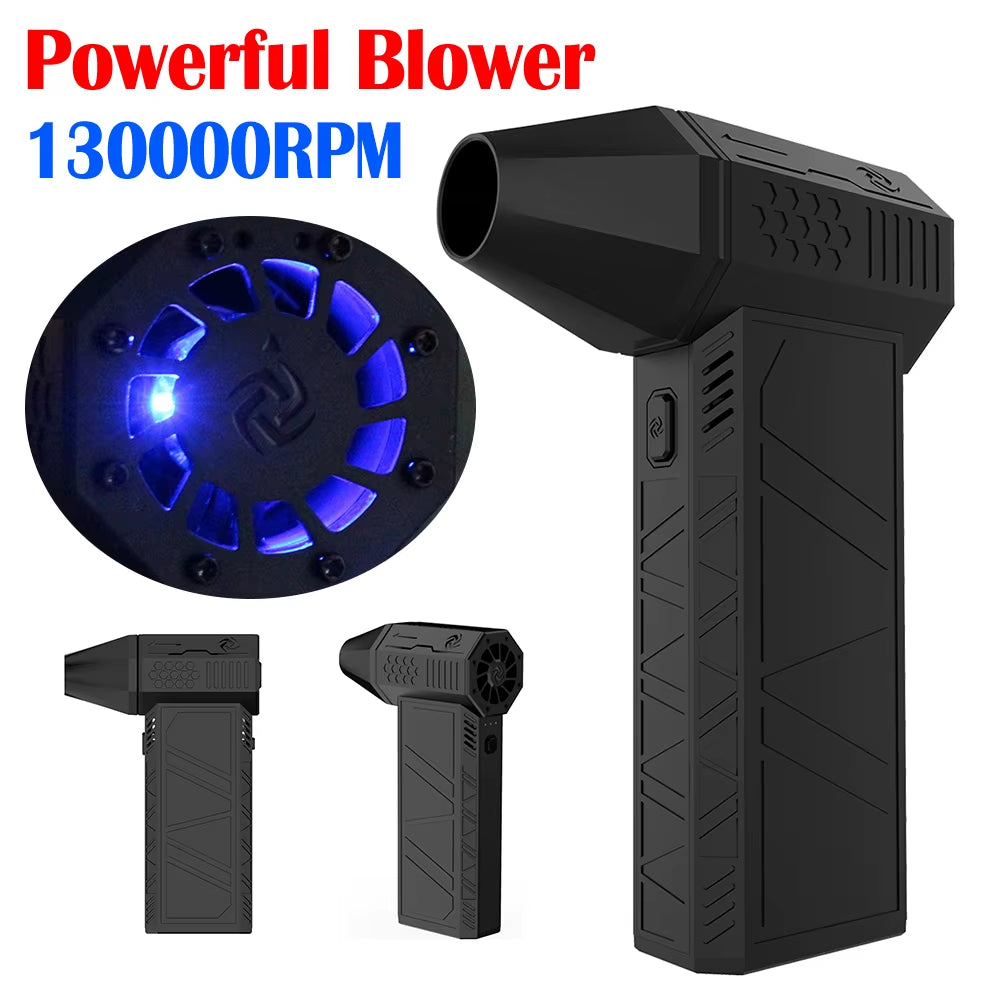 High Speed Duct Fan Air Blower Turbo Violent Fan 52+M/S Wireless Turbo Fan 130000RPM with LED Light Computer Keyboard Cleaner