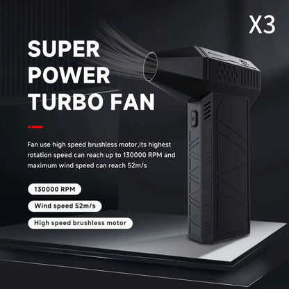 High Speed Duct Fan Air Blower Turbo Violent Fan 52+M/S Wireless Turbo Fan 130000RPM with LED Light Computer Keyboard Cleaner