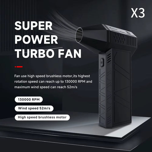 High Speed Duct Fan Air Blower Turbo Violent Fan 52+M/S Wireless Turbo Fan 130000RPM with LED Light Computer Keyboard Cleaner