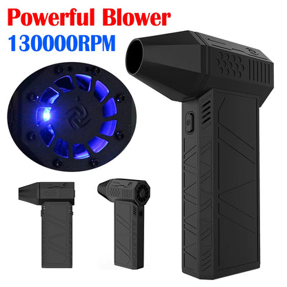 High Speed Duct Fan Air Blower Turbo Violent Fan 52+M/S Wireless Turbo Fan 130000RPM with LED Light Computer Keyboard Cleaner